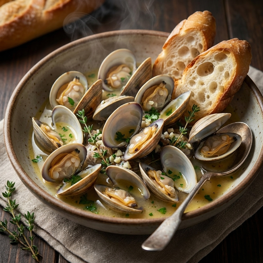 Whole Pipi Clams - cooked and plated