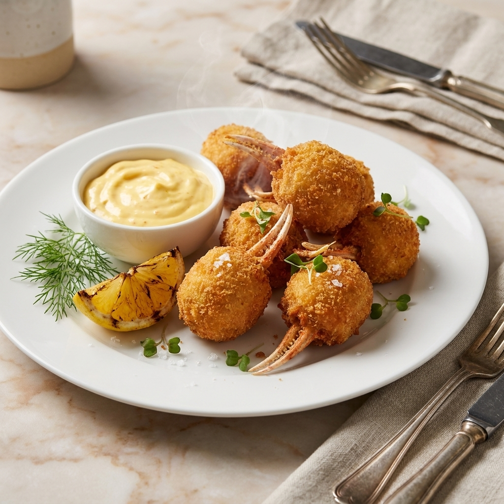 Crumbed Seafood Claw - cooked and plated