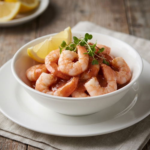 Cooked and Peeled Prawns - plated