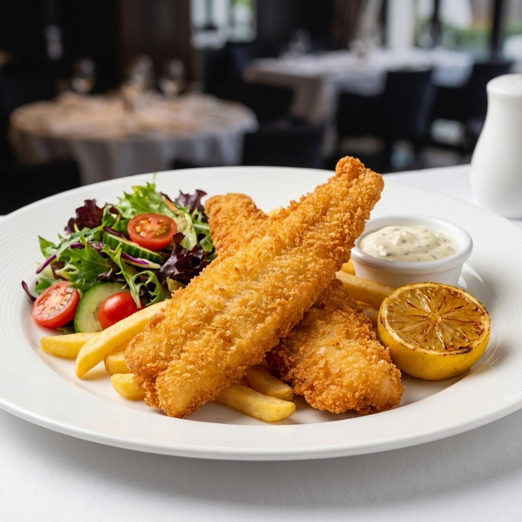 Crumbed Whiting Fillets - cooked and plated