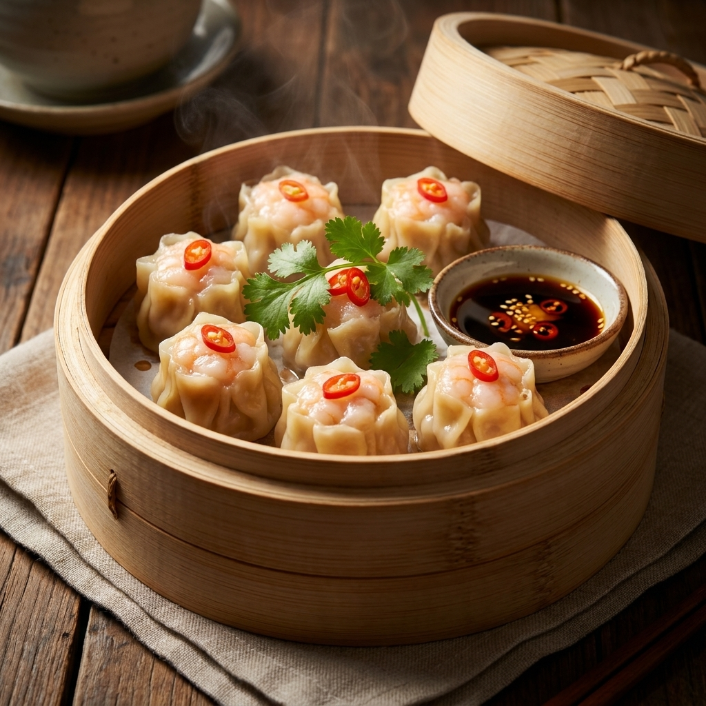 Prawn Shaomai - cooked and plated